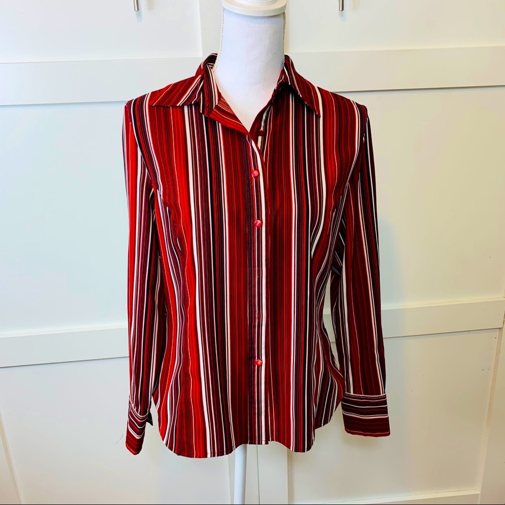 Multicolored Striped Button Down Blouse - image 1